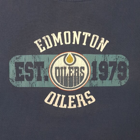 Vintage NHL Edmonton Oilers Tee Shirt Extra Large US XL NHL Hockey Oilers Blue - Picture 2 of 16